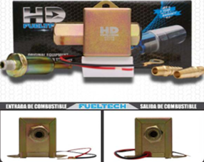 BOMBA DE COMBUSTIBLE EXTERNA CUADRADA VEHICULOS CARBURADOS UNIVERSAL PRESION 0.1BAR 1.45 PSI CAUDAL 25L/H